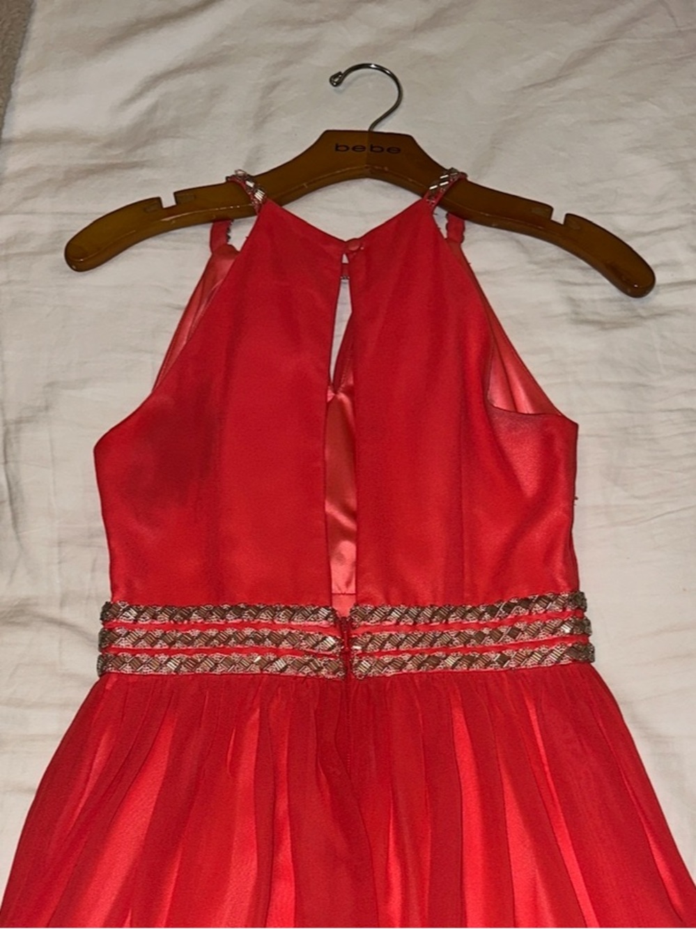 Gianni Bini Coral Halter Dress with Beaded Straps - Picture 2 of 3